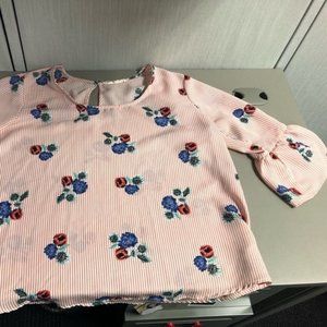 MAKE OFFER! INDULGE 2X STRIPED FLORAL BELL SLEEVE BLOUSE